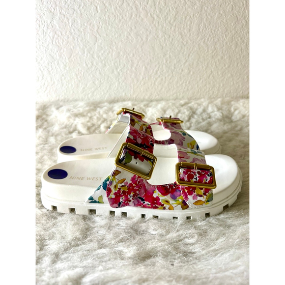 NWOB Nine West Timma Double Strap Slip On Platform Sandals Women Size 8.5 - Picture 5 of 9